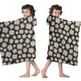 thumbnail image 4 of Black Daisy Flower Pattern Hooded Bath Towel，50"x30" for Ages 3 To 12 Kids, Quick Dry Lightweight Soft Microfiber Hood Beach Towel Cover Up for Kids, 4 of 7