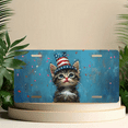 thumbnail image 6 of 1 Pcs 2D Flat License Plate Covers & Frames, Kitten wearing American hat For Decorative Front, Waterproof For Decoration Aluminum License Plate Covers & Frames Cover For Men Women, 12" X 6", 6 of 7