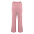 thumbnail image 6 of AKEGAMN Solid Color Cotton Linen Loose Casual Wide Leg Long Pants, Pink S-3XL, 6 of 9