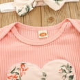 thumbnail image 5 of Newborn Baby Girls 3PCS Summer Outfits Pink Romper Tops Shorts Pants Headbabd, 5 of 9
