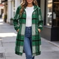 thumbnail image 5 of QIYAGBSA Womens Long Plaid Coat Soft Tweed Hooded Zip Up Drawstring Fall Winter Outerwear with Pockets (Green, L), 5 of 9