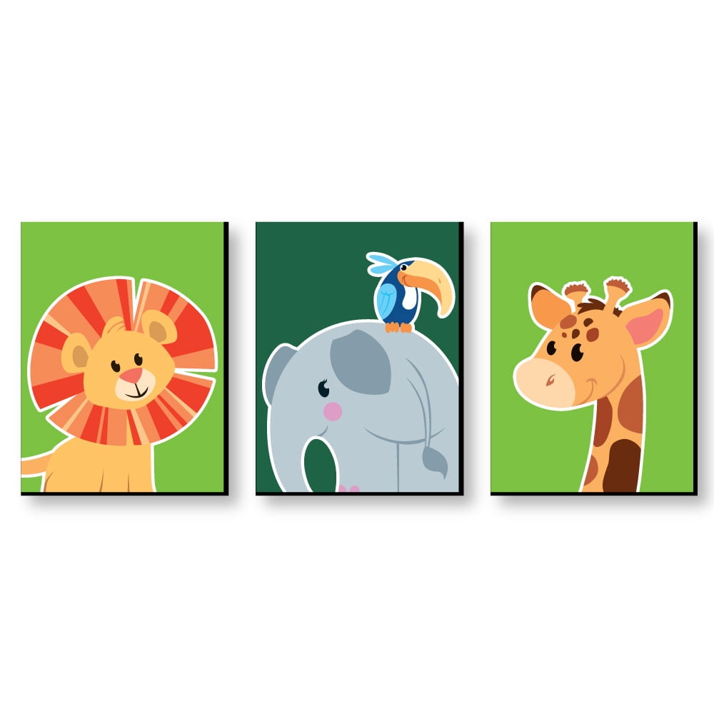 Jungle Party Animals - Safari Zoo Animal Nursery Wall Art & Kids Room Decor ” x 10” - Set of 3 Prints Jungle Party Animals - Safari Zoo Animal Nursery Wall Art & Kids Room Decor ” x 10” - Set of 3 Prints