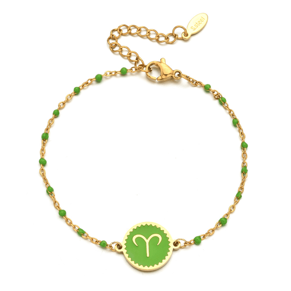 Z.LP Jewelry Zodiac Sign Charm Bracelet with Colorful Beads - 12 Constellation Gold Chain Bracelet for Women
