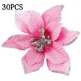 thumbnail image 3 of 30Pcs Christmas Glitter Poinsettia Artificial Silk Flowers Picks Christmas Tree Ornaments - Rosa, 3 of 6