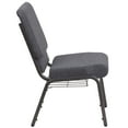 thumbnail image 5 of BizChair 4 Pack 18.5''W Church Chair in Dark Gray Fabric with Book Rack - Silver Vein Frame, 5 of 7