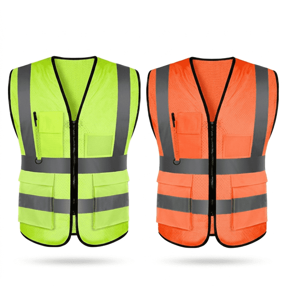 MoHern 2 Pack Safety Vest, High Visibility Construction Vest with 5 Pockets, Neon Yellow Reflective Security Shirt and Work Gear for Traffic Control Surveyors Construction Workers Volunteers