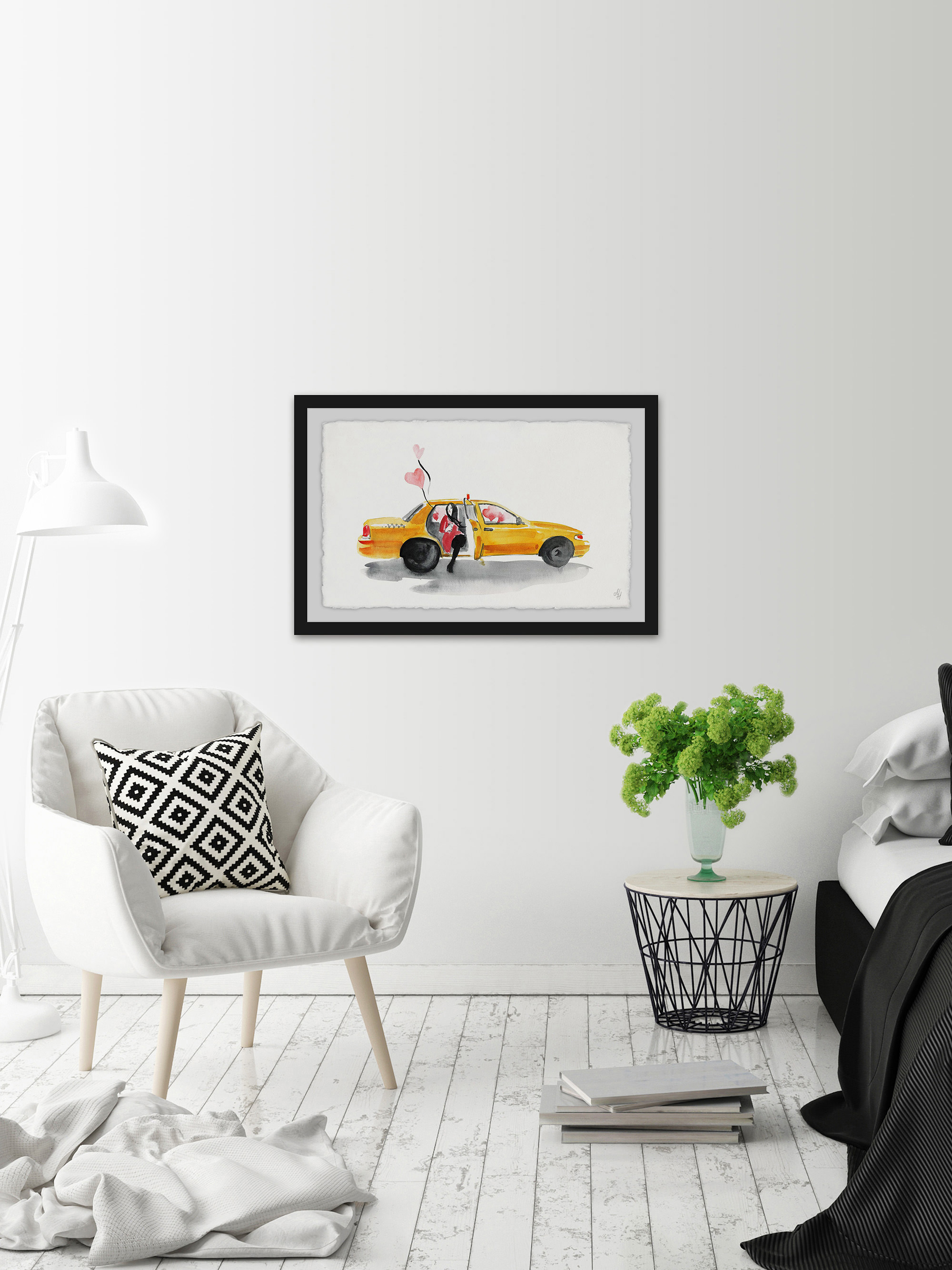Love Cab Framed Painting Print