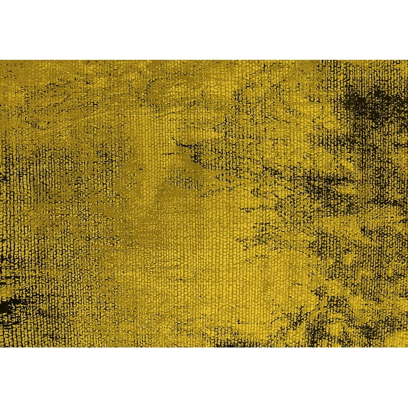 Ahgly Company Machine Washable Indoor Rectangle Oriental Yellow Industrial Area Rugs, 2' x 5'