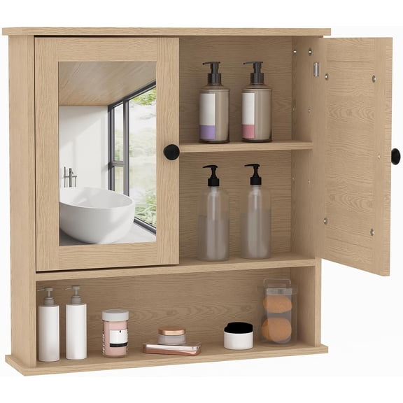 Bathroom Wall Cabinet - 23x22.1x5.1 Inch Medicine Cabinet with Adjustable Shelf, Wall Mounted Storage for Bathroom, Kitchen, Laundry Room, Entryway