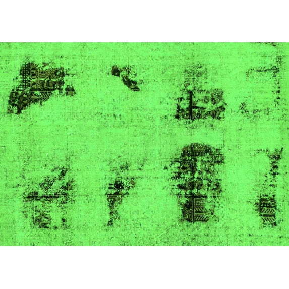 Ahgly Company Indoor Rectangle Abstract Green Modern Area Rugs, 3' x 5'