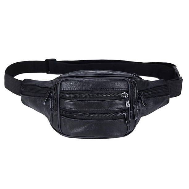 Riñonera de cuero para teléfono móvil, riñonera deportiva de gran capacidad, riñonera de cuero de primera capa diagonal para hombre