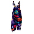 thumbnail image 5 of XINPING Halloween Overalls for Women, Sleeveless Spaghetti Strap Jumpsuit with Pockets, Ghost Pumpkin Print Wide Leg Baggy Romper, Adjustable Straps Fall Holiday Party Outfit 2026, 5 of 7