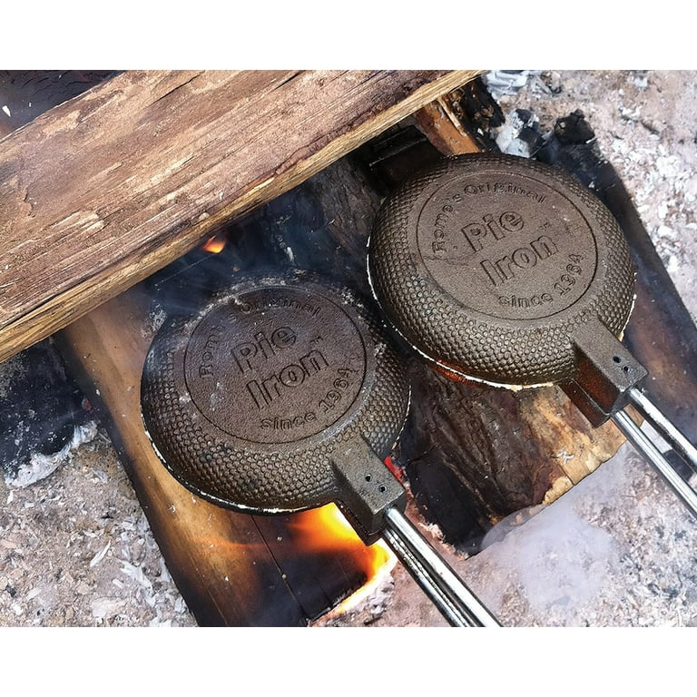 Rome Industries Cast Iron Round Pie Iron, in x 22 in, Wood Grips