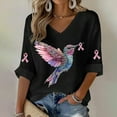 thumbnail image 2 of Breezora Haut pour Femmes avec Design Colibri et Ruban pour Sensibilisation à une Cause, Confortable, Col Rond, Manches Courtes, Taille TTG, Noir, 2 of 4
