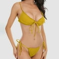 thumbnail image 2 of WREESH Womens Two Piece Swimsuit String Bikini Sets Solid Color Fashion Casual Broadband Sling Binding Bikinis Sets Beach Bathing Suit Yellow, 2 of 6