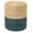 Cylinder Half Half Natural Teal, variant on Round Pouf Ottoman - Braided Boho Poof Home Décor Pouffe Accent Sitting Circular Foot Rest for Living Room, Bedroom, Nursery, Kidsroom, Lounge; Jute and Cotton (19.5"x19.5"x14"; Multi)