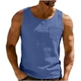 thumbnail image 2 of GuangCheng Men's Summer Tank Tops Soft Stretchy Sports Training Lightweight Sleeveless Shirts for Men with Pocket,Dark Blue,Size M, 2 of 7