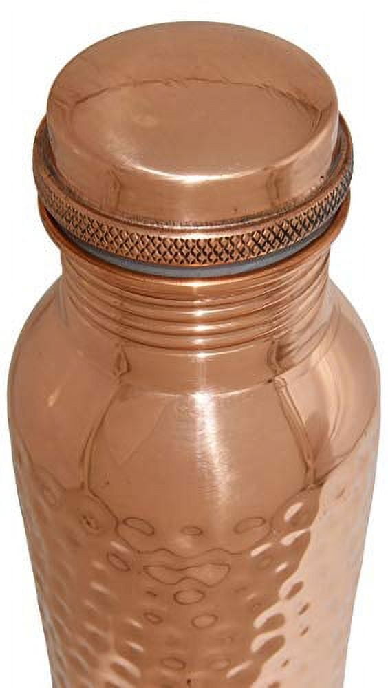 2 Pack 30 Ounce Pure Copper Drinking Vessel in Elegant Gift Box, Hammered Water Bottle with Screw-On Cap, Ayurvedic Benefits