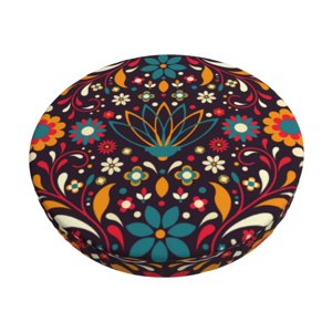 Easygdp Couleur Mexican2 Imprimez Facile à installer Couvertures de tabouret et d'outil Couverture ronde et élastique, Couverture de bar-tool, Washable &Bottom avec élastique Edge-14 de pouce