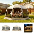 thumbnail image 1 of VEVOR Screen House Tent, 15 x 13.8 ft, 12-15 Person Pop Up Screen Tent, Portable Screened in Canopy with Carry Bag, Netting Sides, Ground Stakes, for Garden, Patio, Backyard, Outdoor Activities, Beige, 1 of 9