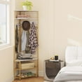 thumbnail image 2 of Gymax 5-Tier Corner Hall Tree w/ Shoe Storage Bench 12 Metal Hooks for Living Room White & Gold, 2 of 10