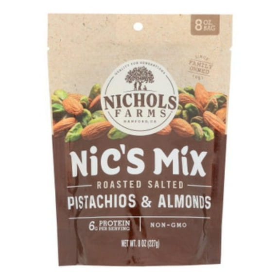 Nichols Farms - Pistachio Organic Grade 2 No Shell Roasted Salted - Case Of 15-6 Ounces