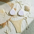 thumbnail image 2 of Womens 2 Piece Swimsuits Mesh Print Backless Adjustable Spaghetti Strap Bikini Beige Bathing Suits for Women M, 2 of 7