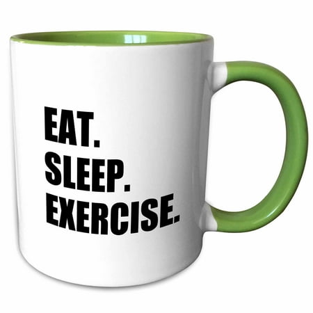 3dRose Eat Sleep Exercise. Gifts for gym bunny or keep fit fitness enthusiast - Two Tone Green Mug,