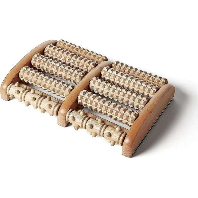 Acupressure Foot Pain Relief Multi-roller - Wooden Dual Foot Roller - Relieves Plantar Fasciitis, Heel & Arch