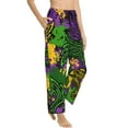 thumbnail image 2 of Disketp Mardi Gras7 Print Women'S Comfy Pajama Pants Casual Drawstring Palazzo Lounge Wide Leg Pants, 2 of 9