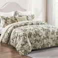 thumbnail image 3 of Whale Flotilla 3-Piece King Comforter Set, Soft Reversible Bedding Comforter Sets, Floral Printed Down Alternative Comforter Duvet for All Seasons, Bone, 3 of 9