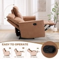 thumbnail image 5 of Bonzy Home 2-Seater Manual Recliner Sofa - Wall Hugger Loveseat with Split Back Design, Brown Leather Reclining Couch for Small Spaces, 700lb Capacity, 5 of 8