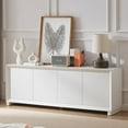 thumbnail image 2 of Lunale 64" Sideboard Storage Cabinet, Buffet Cabinet Wooden Vertical Striped Cabinet for Bedroom/Entryway, White, 2 of 7