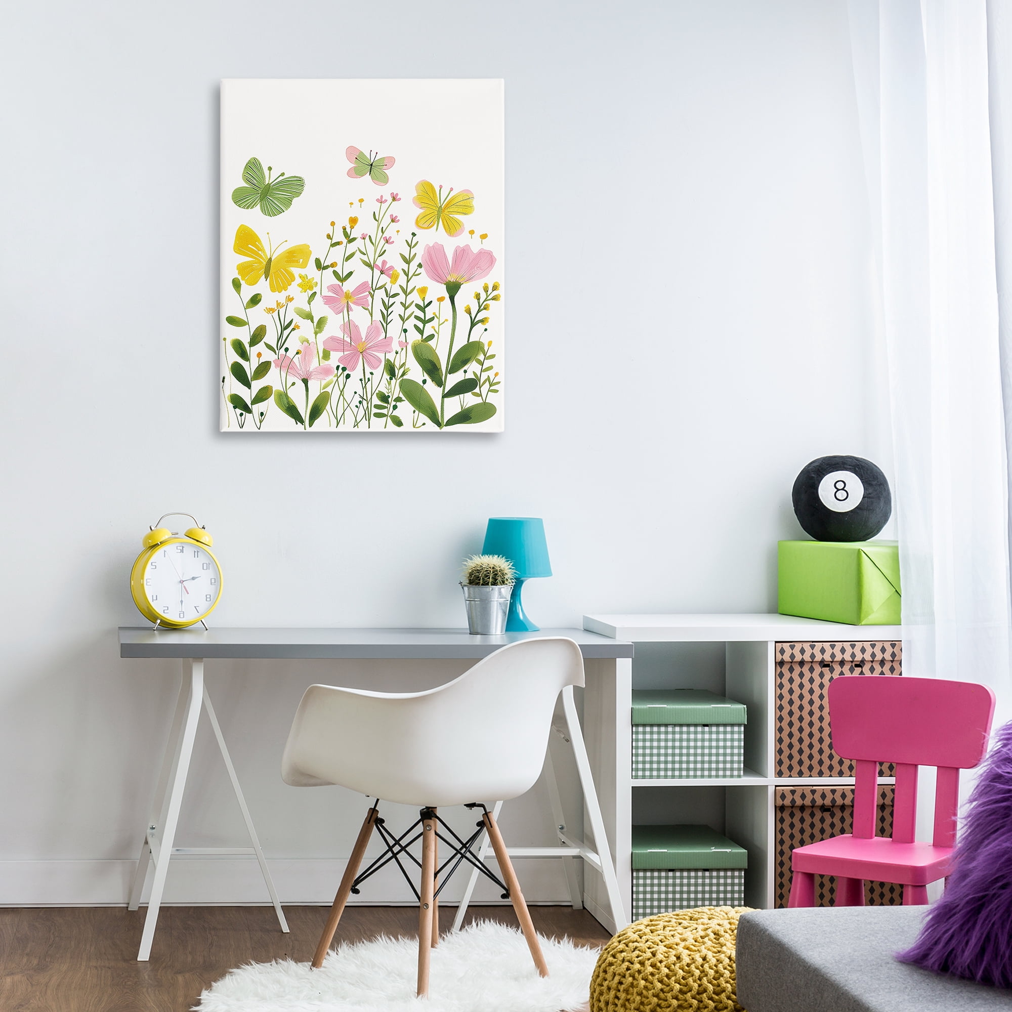 Stupell Industries Whimsical Garden Butterflies Plants & Flowers Painting Wrapped Canvas Art Print Wall Art, 30 x 40