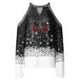 thumbnail image 4 of Suéteres navideños de otoño para mujer, con hombros descubiertos, cristales rojos, cristales, divertidos gráficos, manga larga, cómodos y básicos, Honeeladyy, por menos de 10 $, 4 of 4