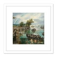 thumbnail image 1 of Van De Venne Fishing For Souls Painting 8X8 Inch Square Wooden Framed Wall Art Print Picture with Mount, 1 of 4