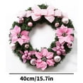 thumbnail image 3 of Leojiow 40 Inch Wreath Greenery For Front Door Indoor Outdoor Window Mantel Holiday 40X40Cm Pink, 3 of 7