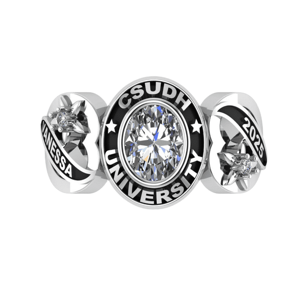 High School Class Ring, Graduation Ring for Students, College or University Jewelery, Senior Gift - Personalized CZ Oval Birthstone 925 Silver Class Ring