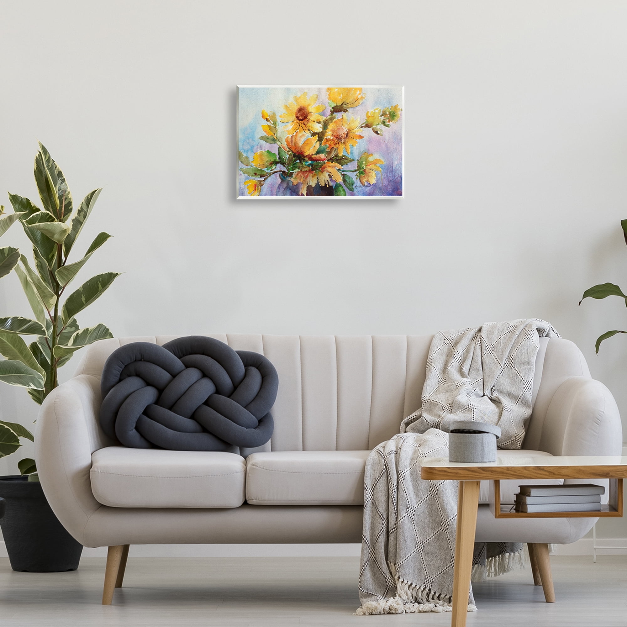Stupell Industries Watercolor Daisies Vase Botanical & Floral Painting Unframed Art Print Wall Art, 19 x 13