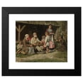 thumbnail image 2 of Kazimierz Pochwalski 24x20 Black Modern Framed Museum Art Print Titled - Genre Scene - a Hurdy-Gurdy Player in Front of a Cottage (1887), 2 of 5