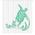 thumbnail image 3 of Ambesonne Turtle Shower Curtain, Plumeria Flowers Pattern, 69"Wx84"L, White and Sea Green, 3 of 3