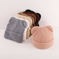 thumbnail image 6 of Toddler Kids Beanie Winter Knitted Hat Solid Cute Pom-Pom Cuffed Caps for 3-8 Years Kids Beanie Hat, 6 of 7