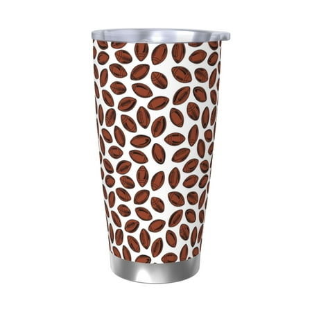 

Zeuib Coffee Rugby Printed 20oz Stainless Steel Insulated Car Cup Stainless Steel Thermal Cup Vacuum Insulated Leak-proof Travel Mug Cup-Without Straw