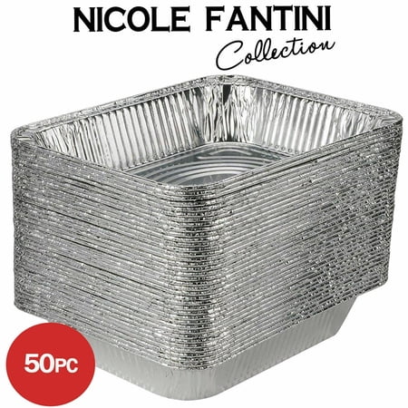 50pc Half-Size 9" x 13" Aluminum Deep Steam Disposable Pans - FESTIVE SALE !!! (extra heavy duty)