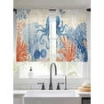thumbnail image 2 of Ocean Octopus Sheer Curtains 2 Panels Set Summer Orange Blue Sea Animal Corals Shells Retro Sheer Window Curtains Light Filtering Rod Pocket Voile Drapes for Bedroom Living Room 52"x45", 2 of 9