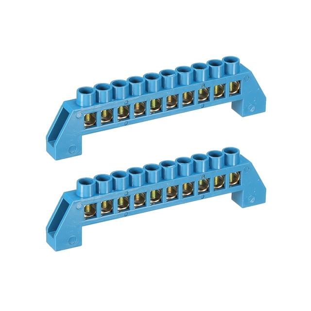 Terminal Tierra Unique Bargains Barra Tornillo Bloque Barrera Latón 10 Posiciones Azul Paquete de 2