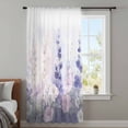 thumbnail image 4 of Lavender Sheer Curtains 63 Inches Long, Pastoral Pastel Purple Pink Wildflower Light Filering Curtains, Breathable Simi Curtain Privacy Drapes for Living Room Bedroom Lightweight Window Treatment, 4 of 9