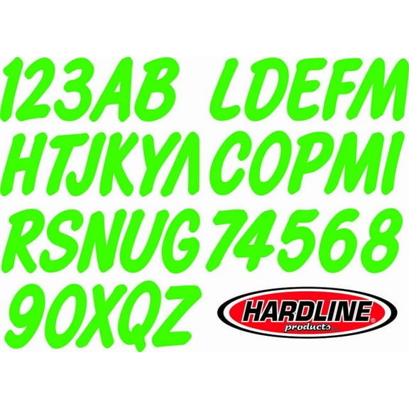 Hardline Boat Lettering Registration Kit 3 in. - 400 Lime Green Solid