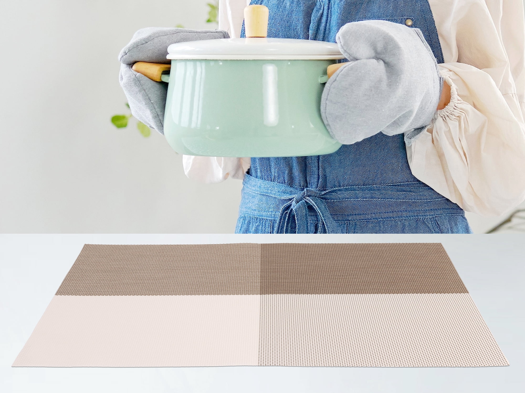 Unique Bargains Placemats for Kitchen Table Heat Resistant Table Placemats Light Coffee