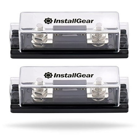 installgear 0/2/4 gauge ga anl fuse holder + 100 amp anl fuses (2 pack)